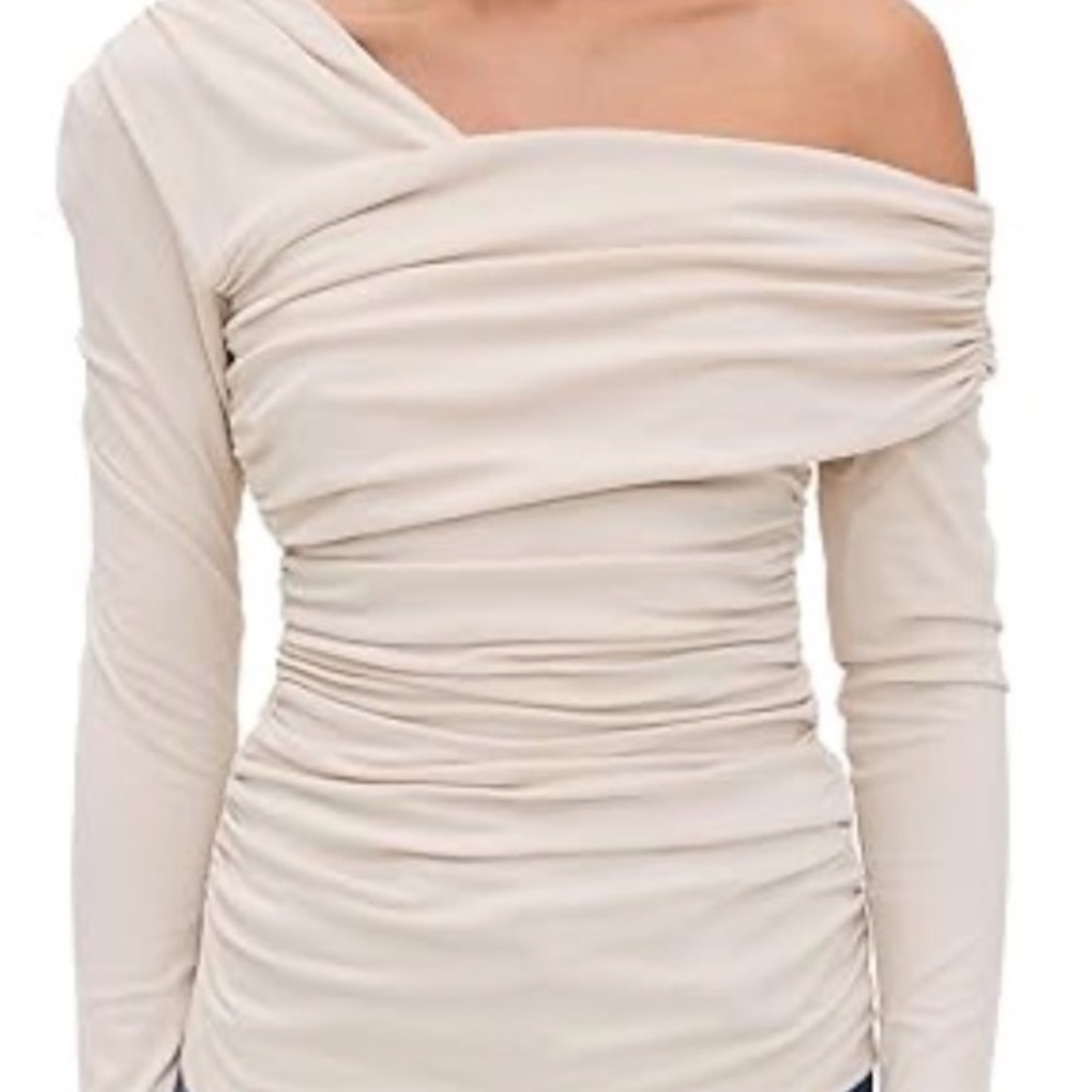 Susana Monaco Cream One-Shoulder Blouse